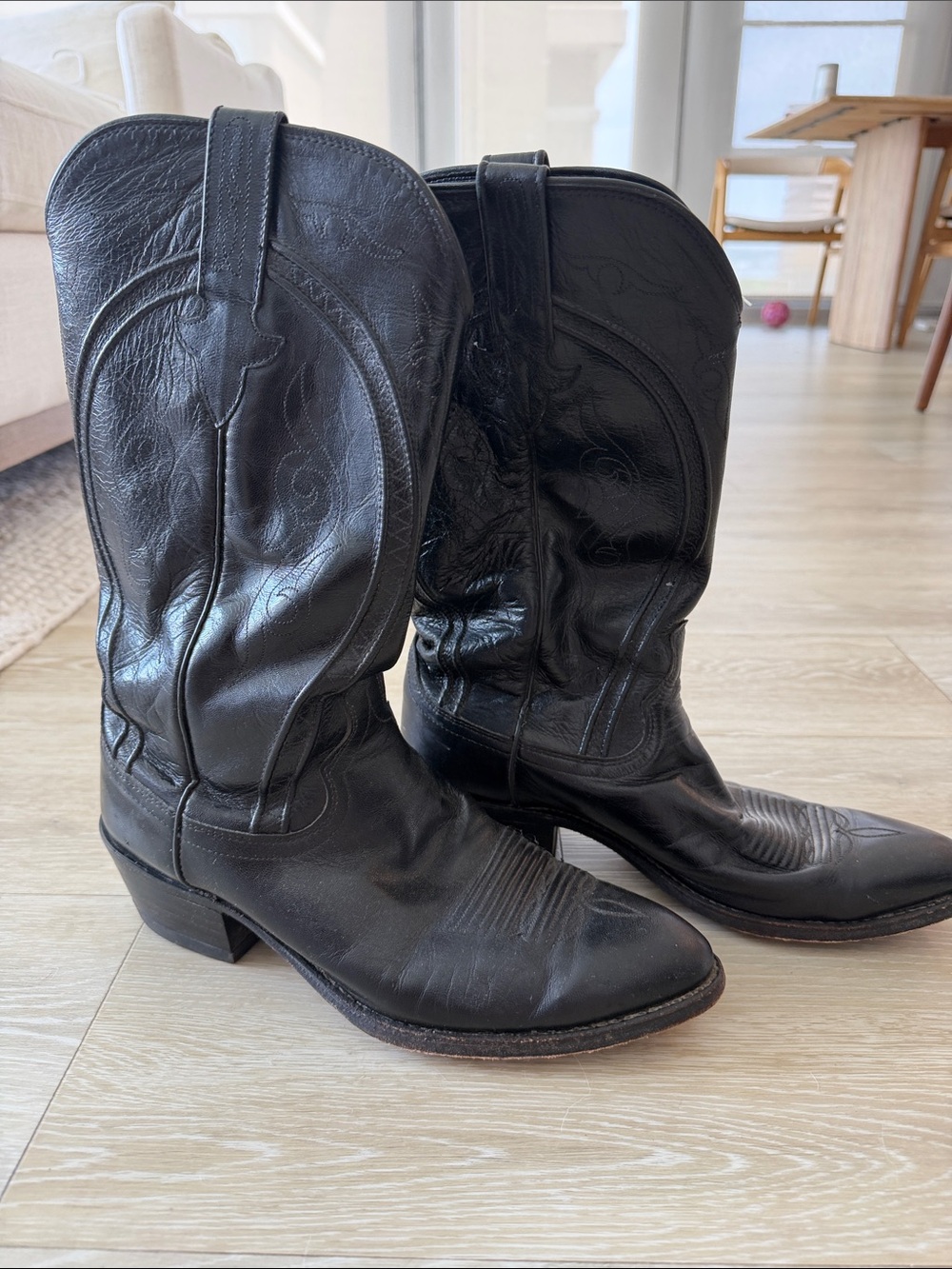 Dan post black leather cowgirl boots
